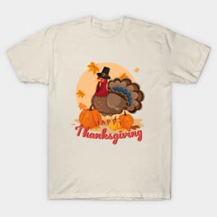 happy thanksgiving pilgrim turkey T-Shirt